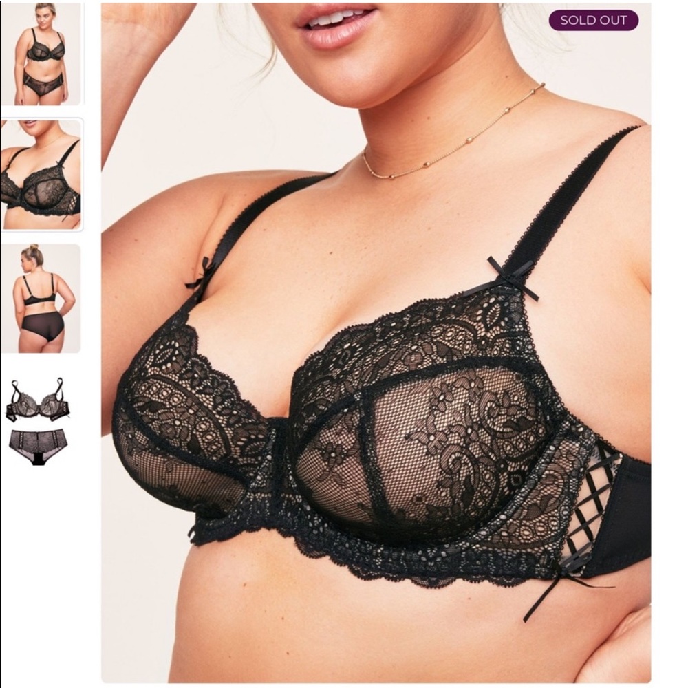 Unlined Demi Plus Black and Nude lace Underwire 46DDD